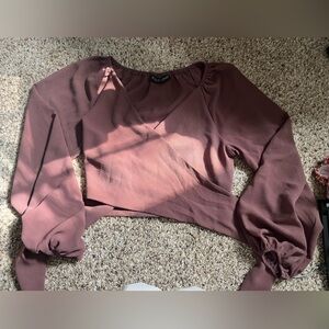Vici crop top wrapped tie, long sleeve shirt
